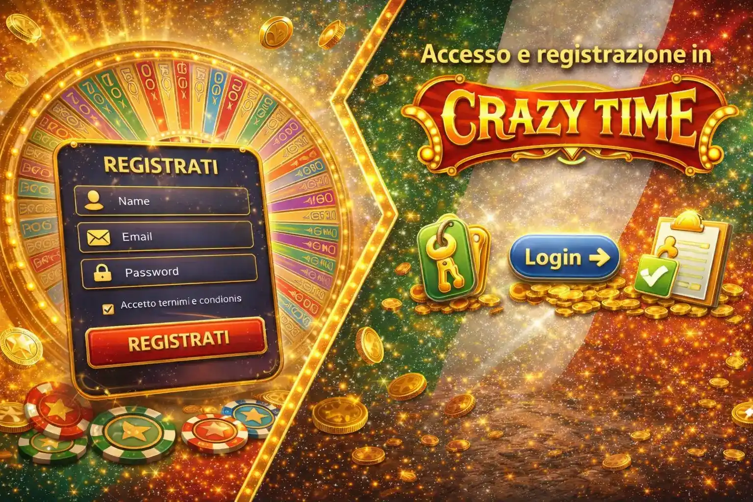 Accesso e registrazione in Crazy time